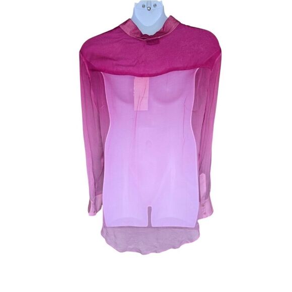 NEW Rat & Boa ombre pink sheer Diaz oversized chiffon‎ blouse XXL - Picture 4 of 11